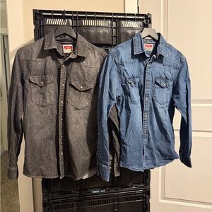 Wrangler Men's Casual Button Down Shirts - Black and Blue